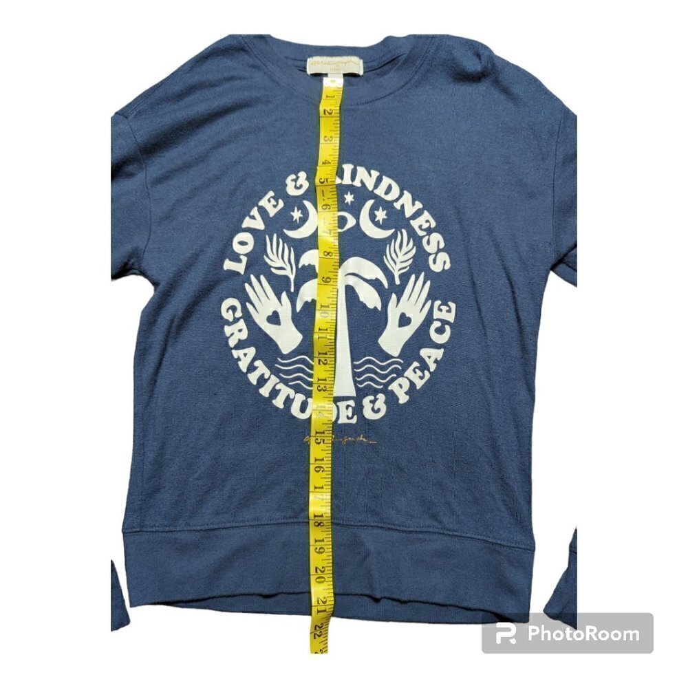 Spiritual Gangster Women's Long Sleeves T- Shirt Size Medium M Color Blue - Picture 3 of 7